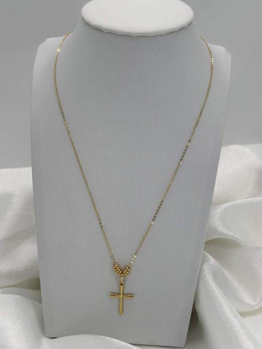 Cadena de dama con dije cruz y aros