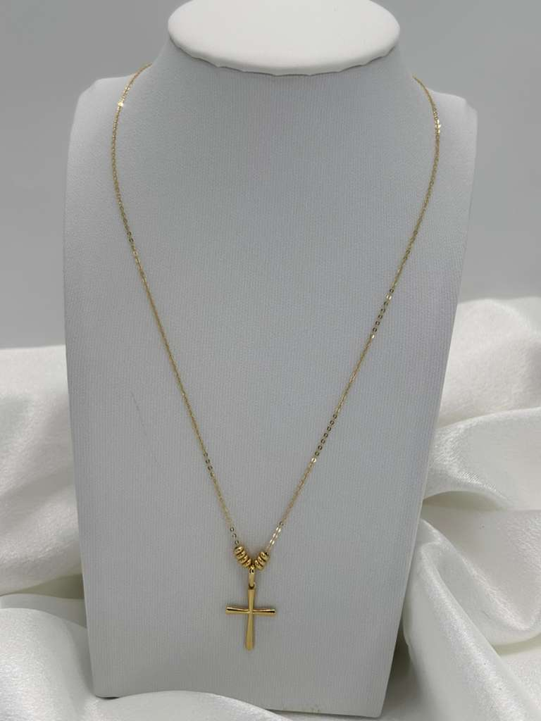 Cadena de dama con dije cruz y aros